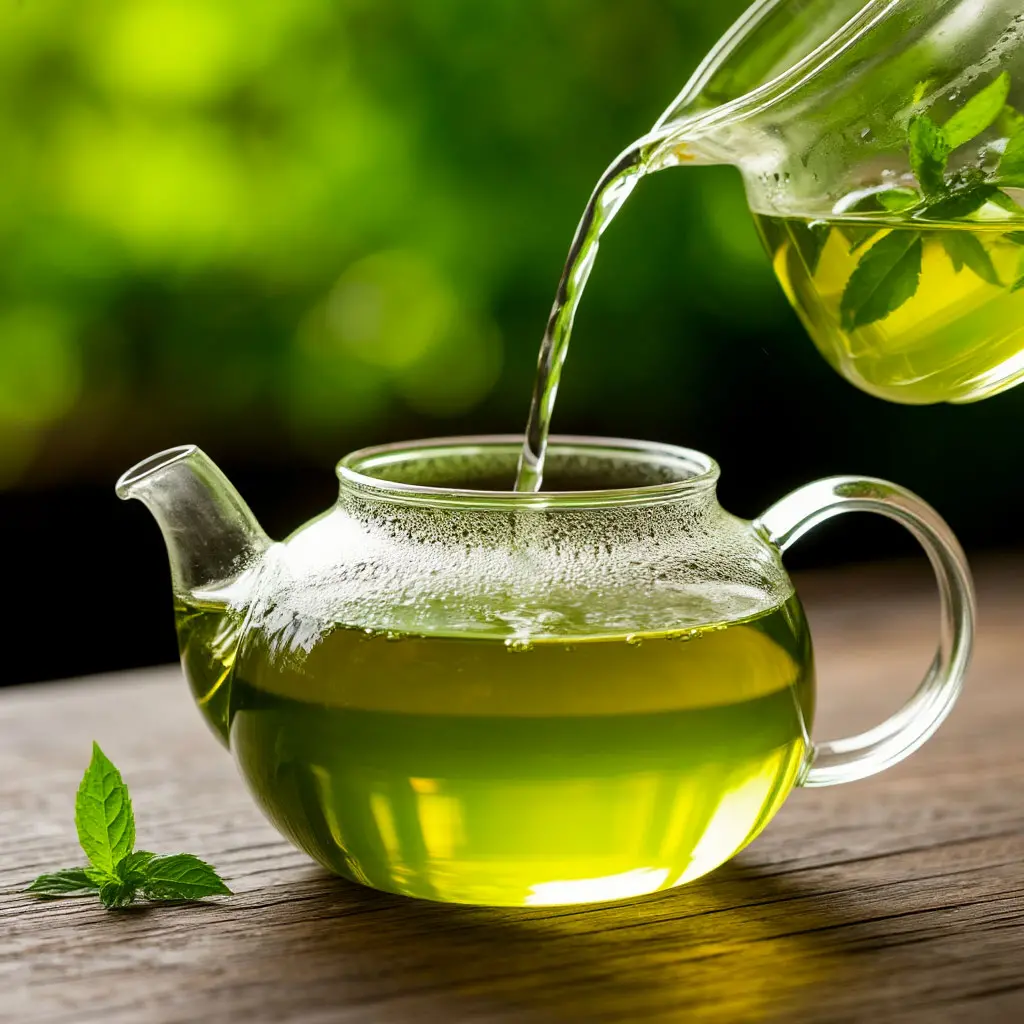 Green tea brewing