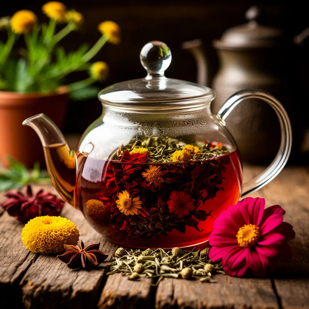 Herbal tea brewing