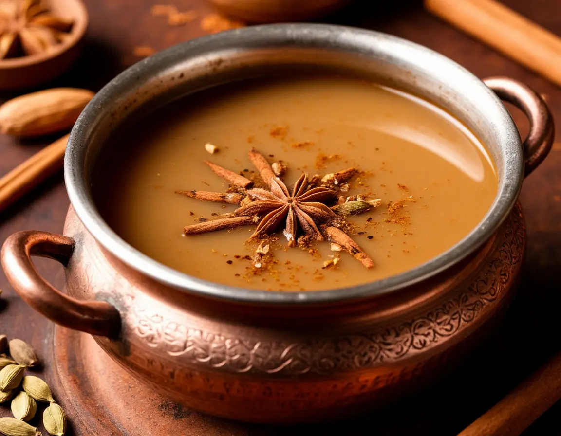 Masala chai brewing